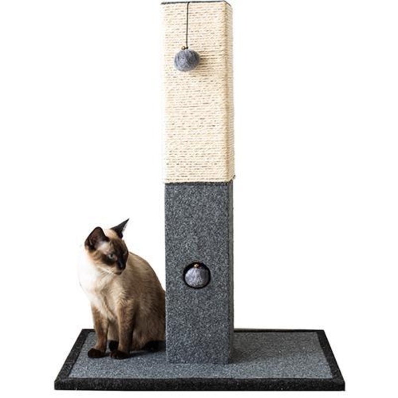 Natural Minimalist Cat Tree Cat Scratching Post with Natural Sisal Rope and Toys