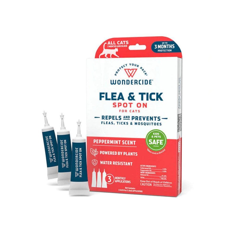 Wondercide Cat Flea & Tick Spot On Tube Peppermint 3pk