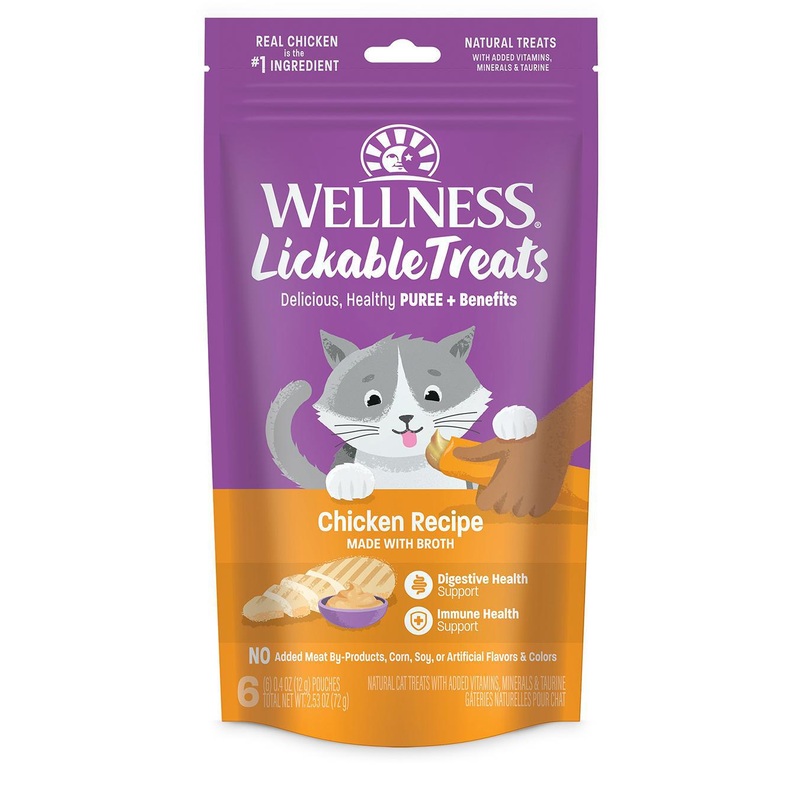 Wellness Cat Treat Lickable Chicken Puree GF 6pk .4oz