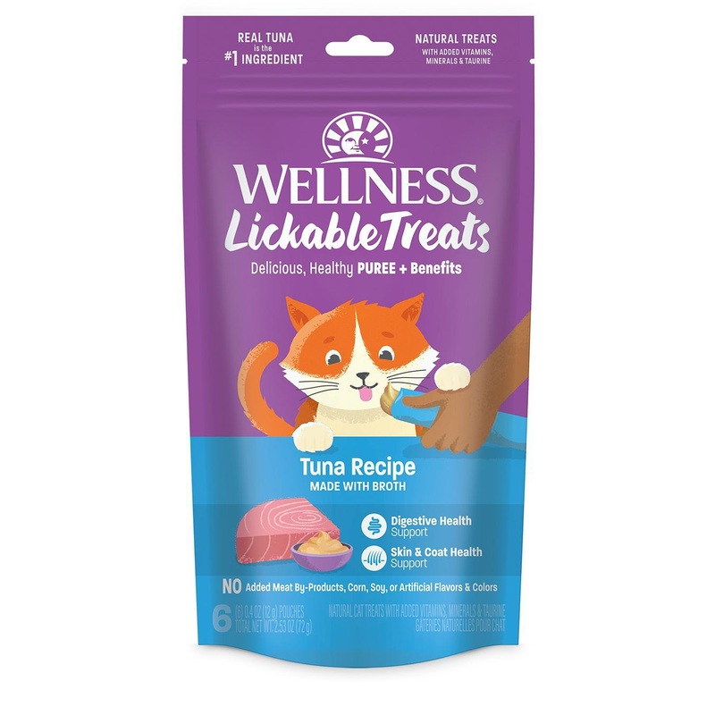 Wellness Cat Treat Lickable Tuna Puree GF 6pk .4oz