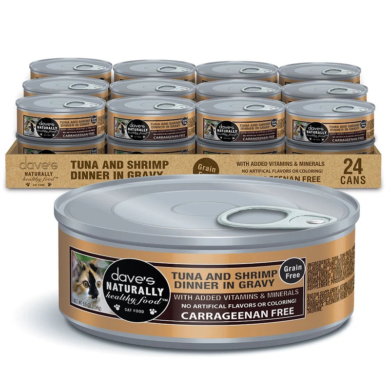 Dave's Pet Food Naturally Healthy Grain Free Tuna and Shrimp in Gravy Canned Cat Food