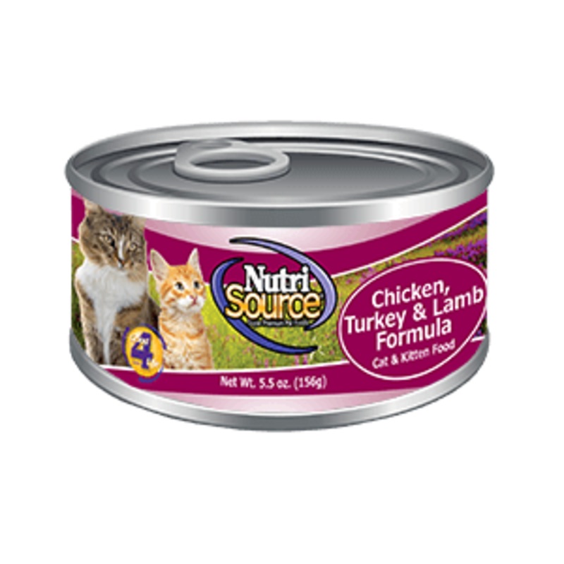 Nutrisource Chicken, Turkey and Lamb Canned Cat and Kitten Formula