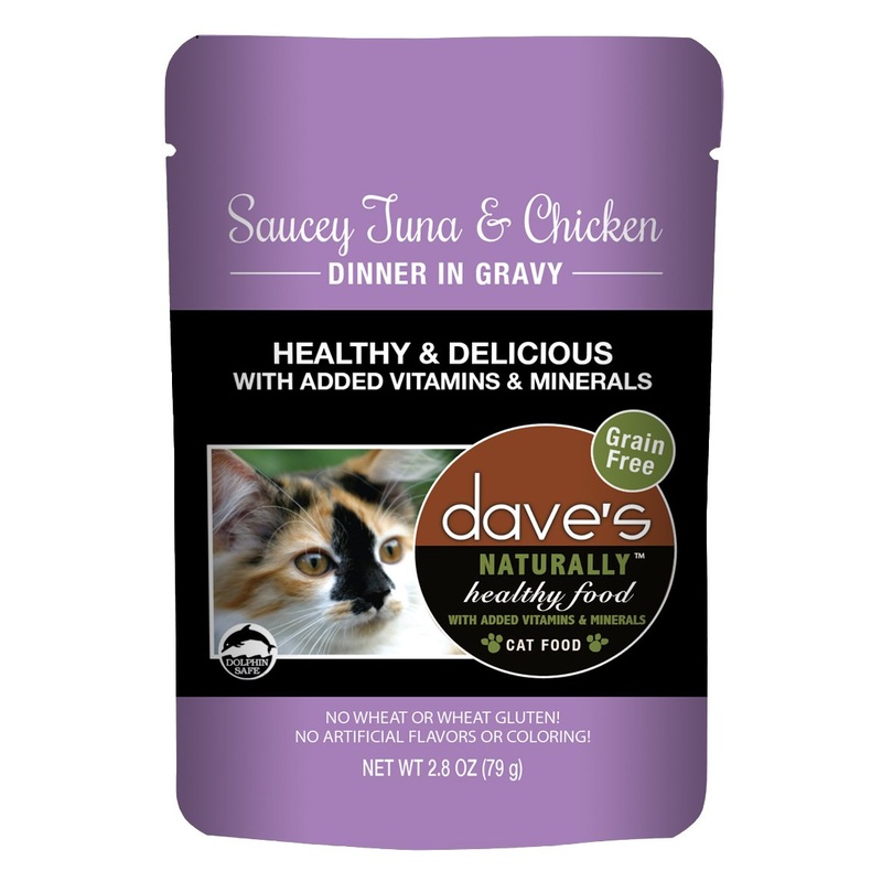 Daves Naturally Healthy Saucey Tuna & Chicken Dinner in Gravy Cat Food Pouch