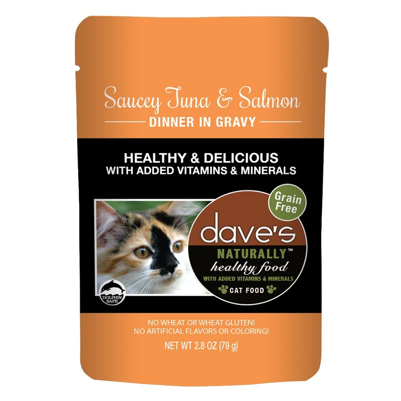 Daves Naturally Healthy Saucey Tuna & Salmon Dinner in Gravy Cat Food Pouch
