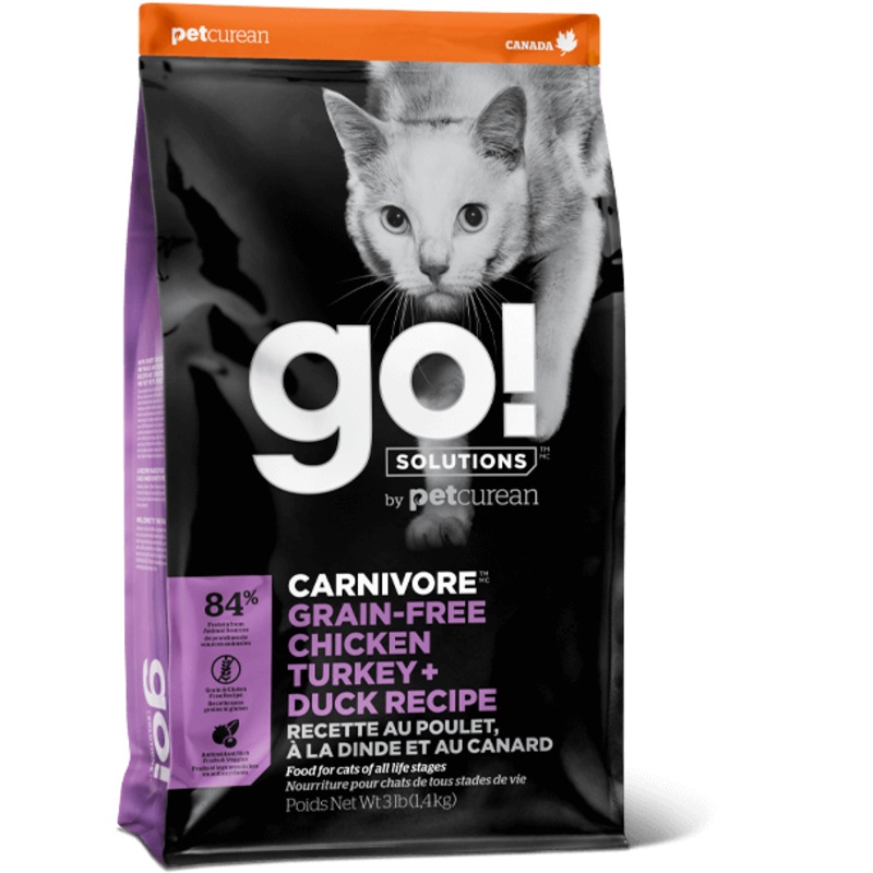 Go! Solutions Carnivore Grain Free Chicken, Turkey, and Duck Dry Cat Food