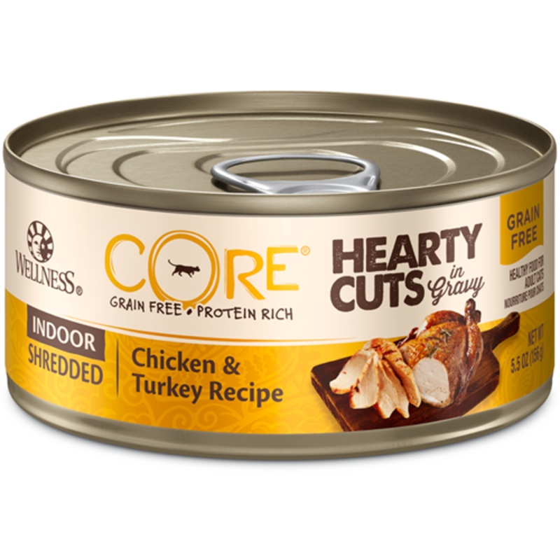 Wellness CORE Hearty Cuts in Gravy Indoor Shredded Chicken & Turkey Canned Cat Food