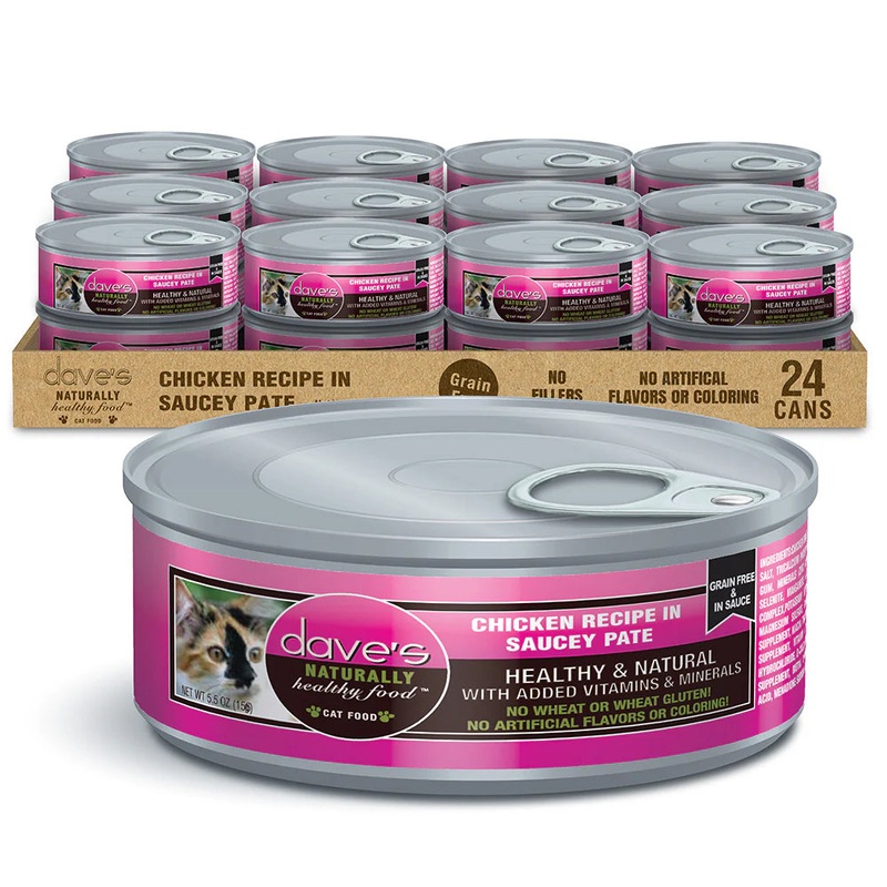 Dave's Pet Food Chicken Recipe in Saucey Pate Canned Cat Food