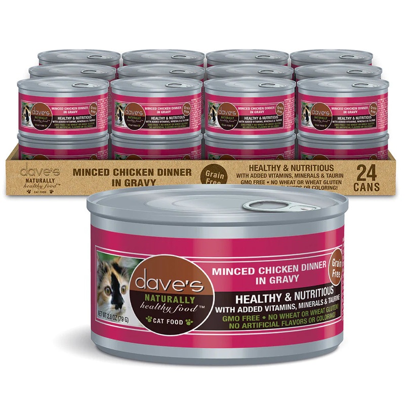 Dave's Pet Food Minced Chicken Dinner in Gravy Canned Cat Food