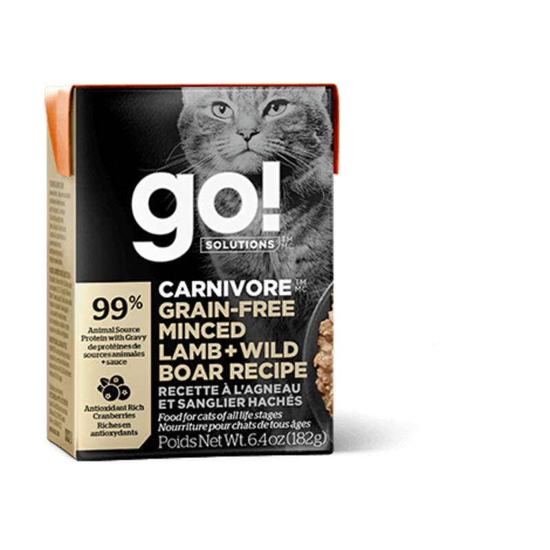 Go! Solutions Carnivore Grain Free Minced Lamb and Wild Boar Recipe for Cats