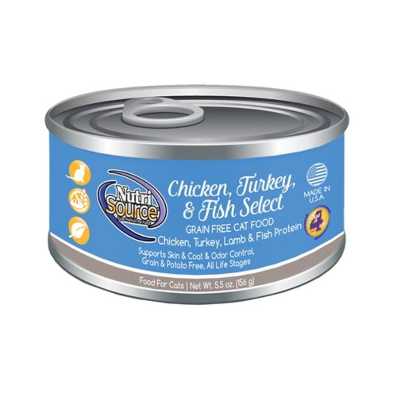Nutrisource Grain Free Chicken, Turkey and Fish Select Canned Cat Formula