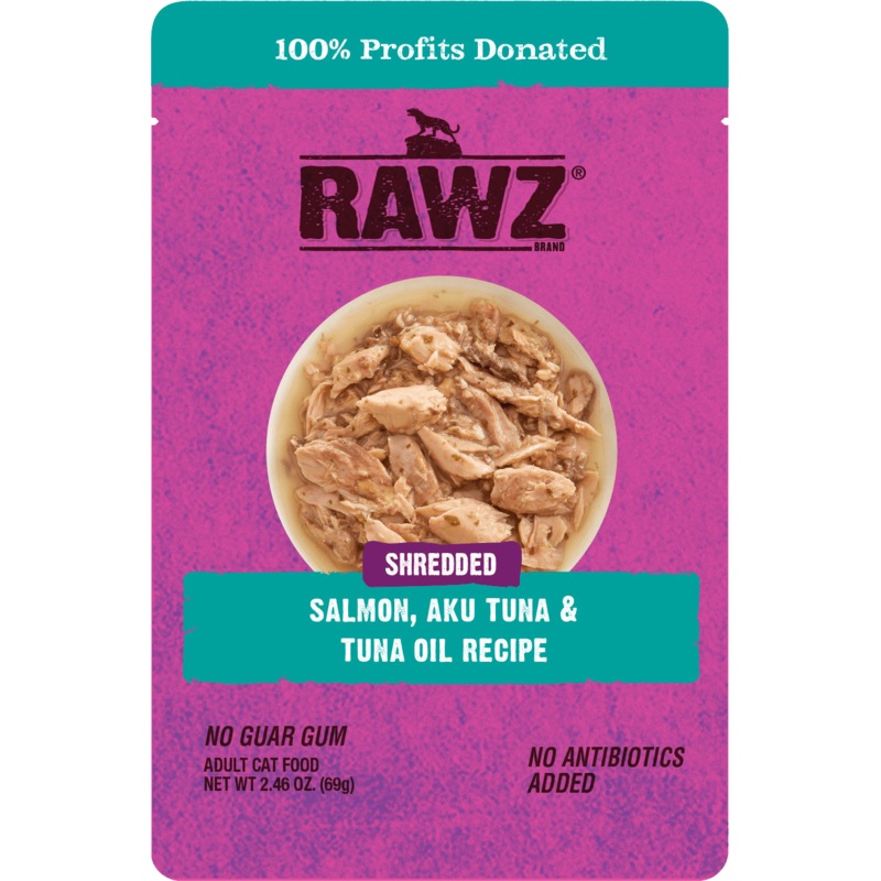 RAWZ Shredded Salmon, Aku Tuna & Tuna Oil Recipe Wet Cat Food