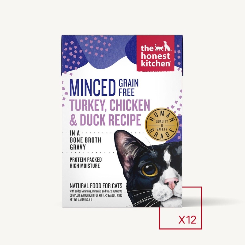 The Honest Kitchen Cat Minced Turkey, Chicken & Duck Recipe in Bone Broth Gravy Wet Cat Food