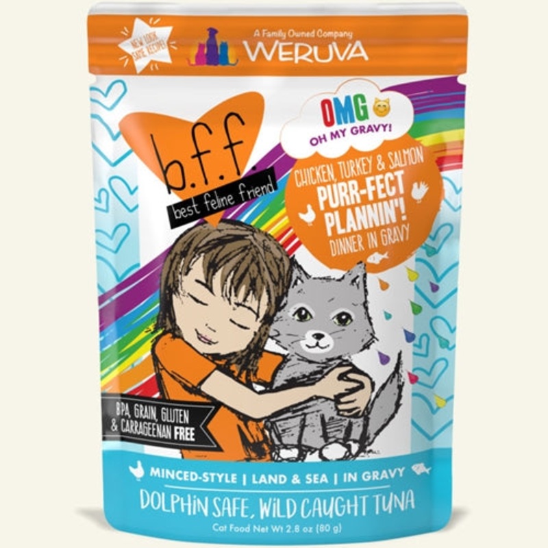 Weruva OMG Pouch  Purr-Fect Plannin'! Chicken, Turkey & Salmon