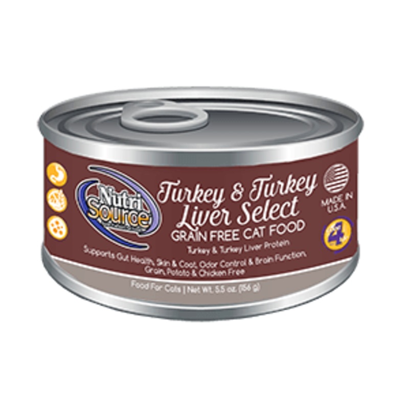 Nutrisource Grain Free Turkey and Turkey Liver Select Canned Cat Food
