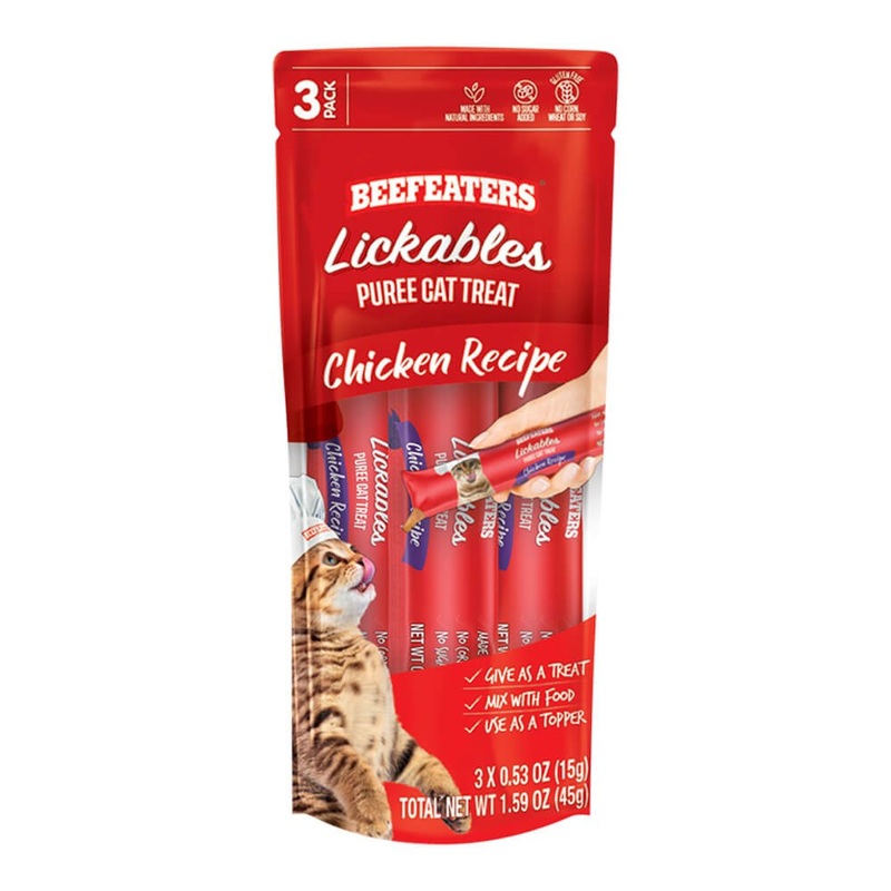 Beefeaters Lickables Puree Cat Treat, 3 ct, Case of 12