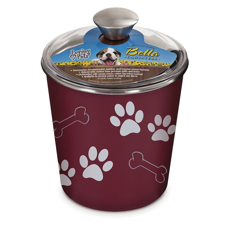 Loving Pets Bella Dog and Cat Treat Canister, Merlot