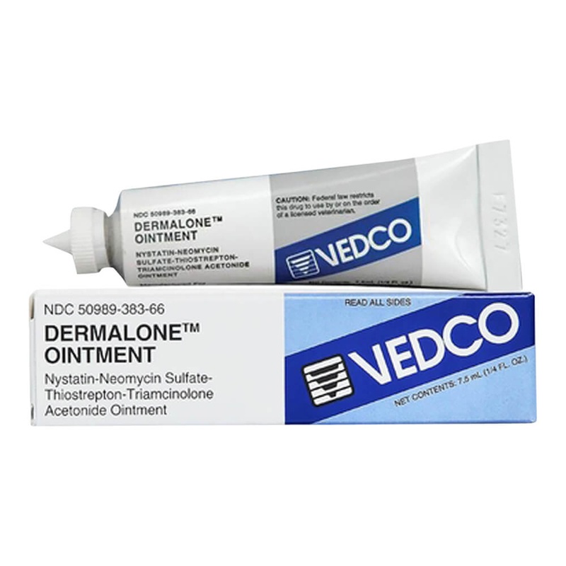 Rx Dermalone (nystatin-neomycin sulfate-thiostrepton-triamcinolone acetonide) Ointment for Cats & Dogs