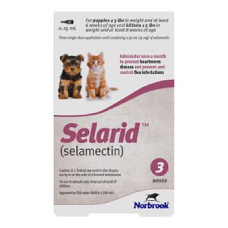 Selarid (selamectin) for Puppes & Kittens 0-5 lb, 3 Month Supply