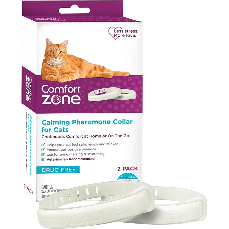 Comfort Zone Cat Calming Pheromone Collar, Anxiety & Stress Relief Aid, Breakaway Design, White