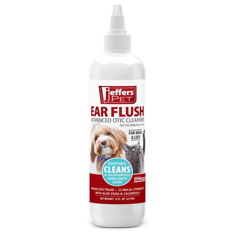 Jeffers Pet Ear Flush Advanced Ear Cleanser with Ketoconazole for Dogs & Cats