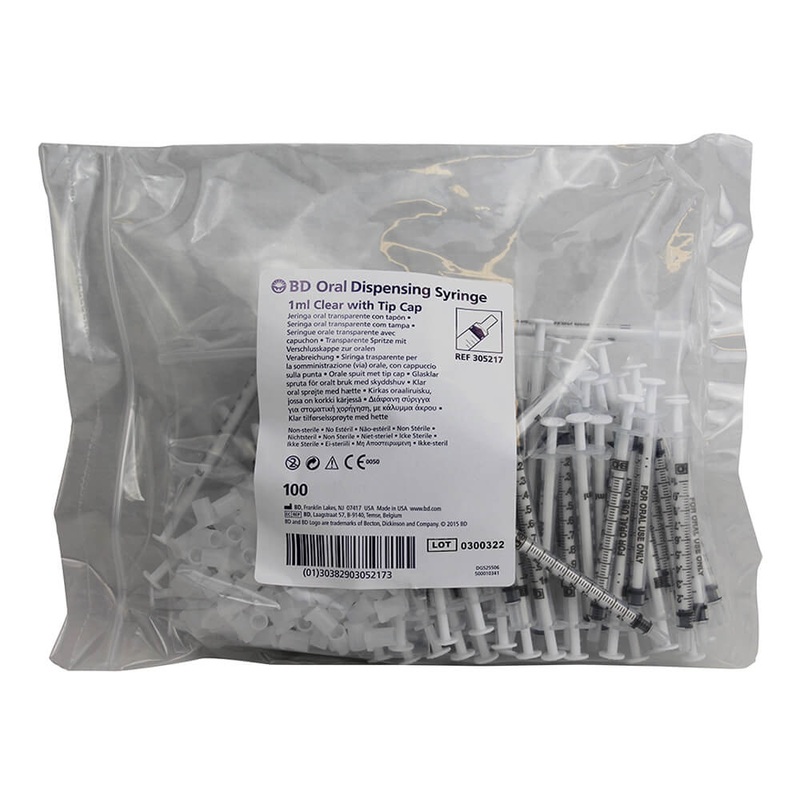 Monoject Oral Dispensing Syringe - Clear with Tip Cap, 100 ct