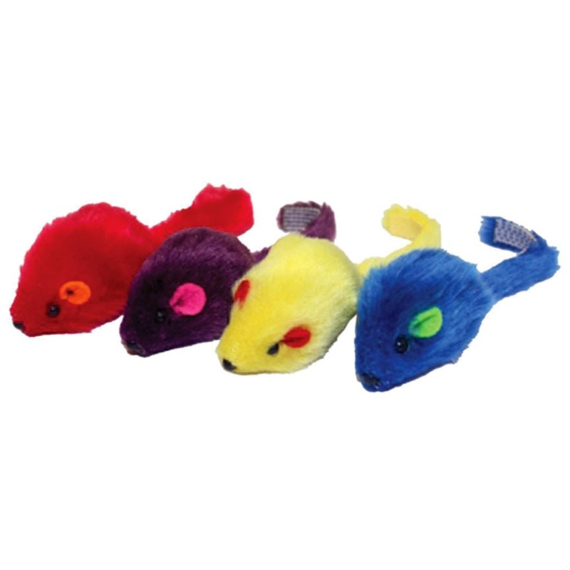 Multi-Colored 2" Mice Cat Toy, 4 pk