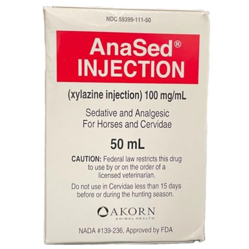 Rx AnaSed (xylazine) Injection, 100mg/ml x 50ml for Horses
