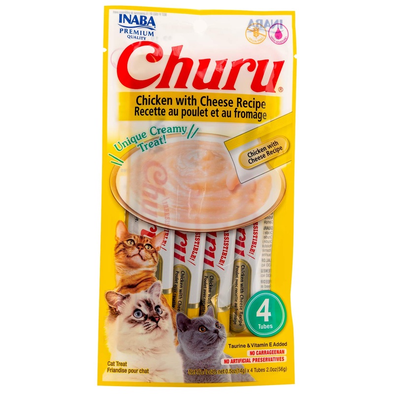 Churu Chicken with Cheese Puree Lickable Cat Treat, 4 pk