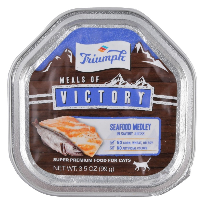 Triumph Meals of Victory Seafood Medley in Savory Juices Cat Food