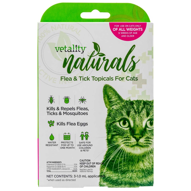 Vetality Naturals Flea & Tick Topicals for Cats, 3-pk