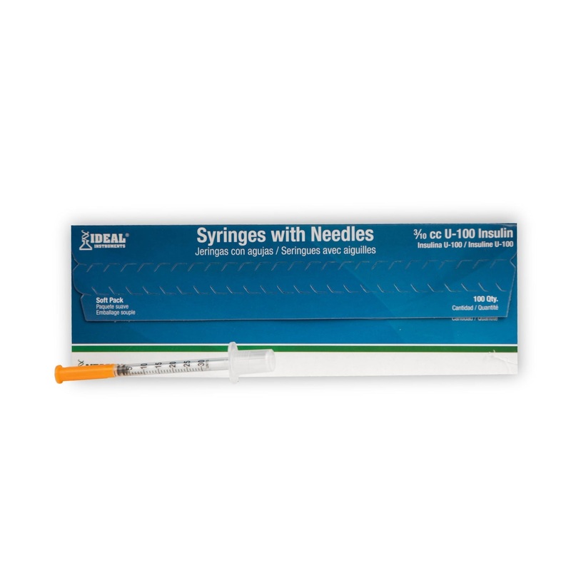 Ideal Insulin Syringes with Needle, Box of 100