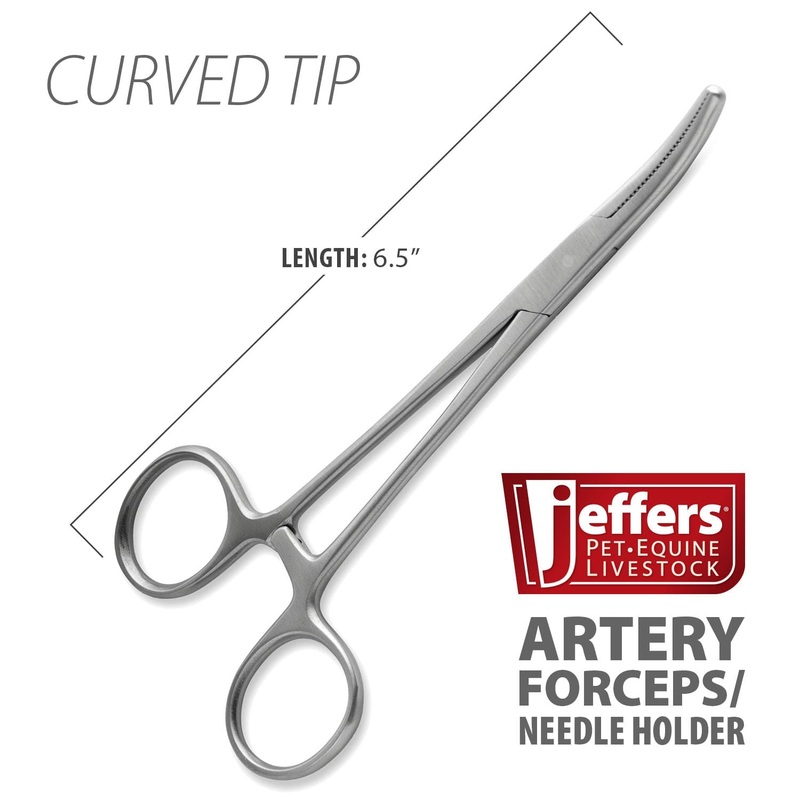 Jeffers Stainless Steel Artery Forceps/Needle Holder with Locking Mechanism, Curved or Straight Tip
