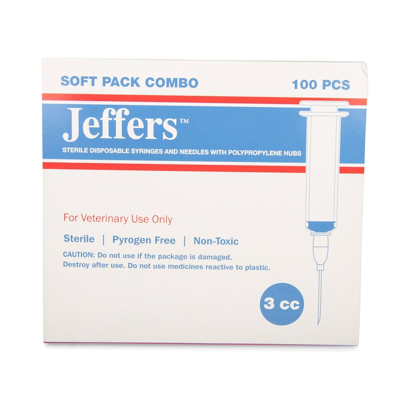 Jeffers Luer Slip Syringe/Needle Combo, Box of 100