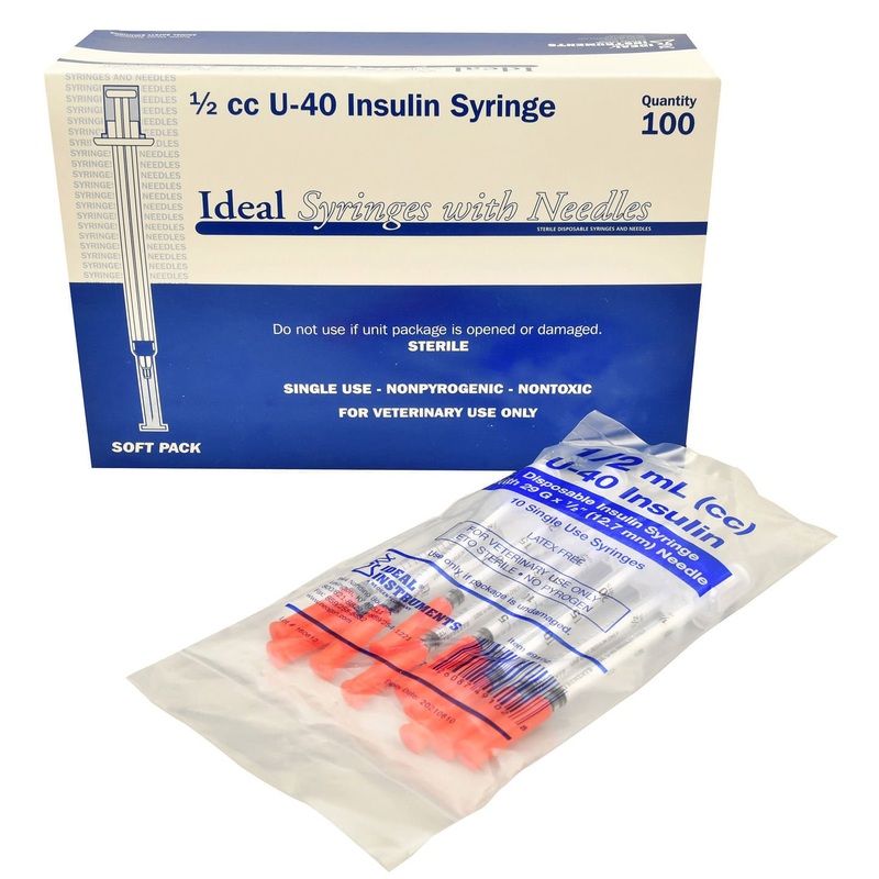 U-40 Syringes with 29G x 1/2" Needles, Box of 100