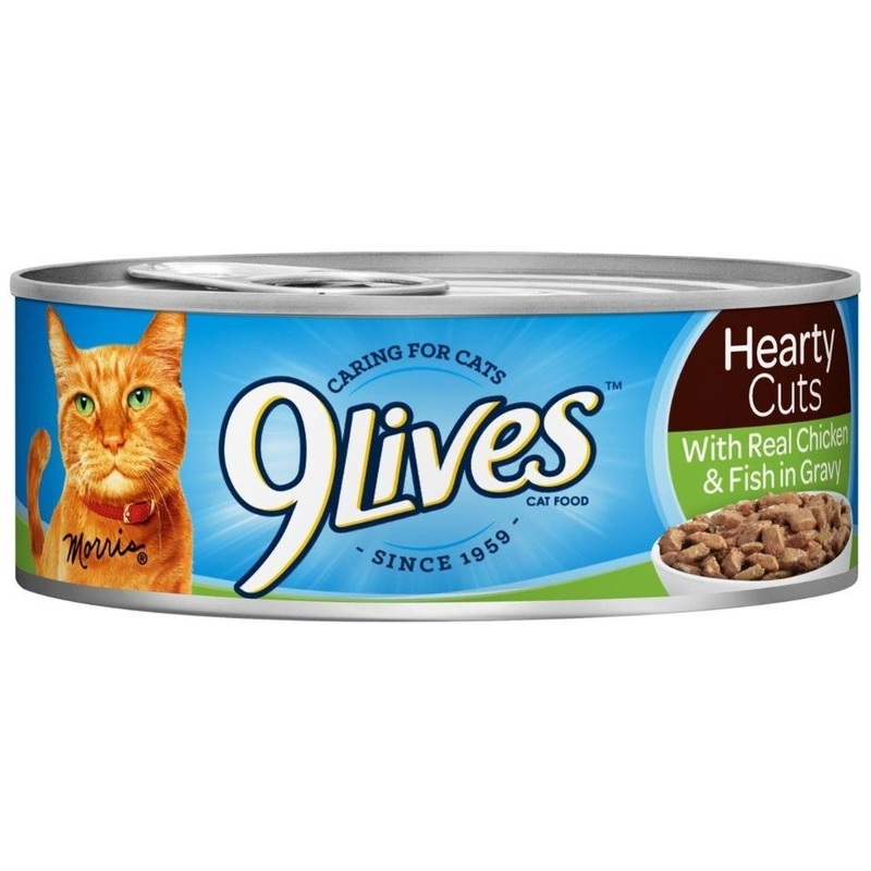 9 Lives Hearty Cuts with Real Chicken and Fish in Gravy Canned Cat Food