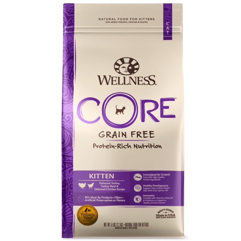 Wellness CORE Grain Free Natural Kitten Health Turkey, Turkey Meal and Chicken Recipe Dry Cat Food