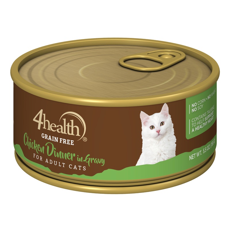 4health Grain Free Shredded Chicken Dinner in Gravy Wet Cat Food, 5.5 oz. Can