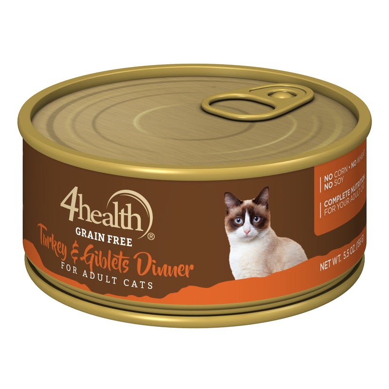 4health Grain Free Turkey & Giblet Dinner Wet Cat Food 5.5 oz. Can