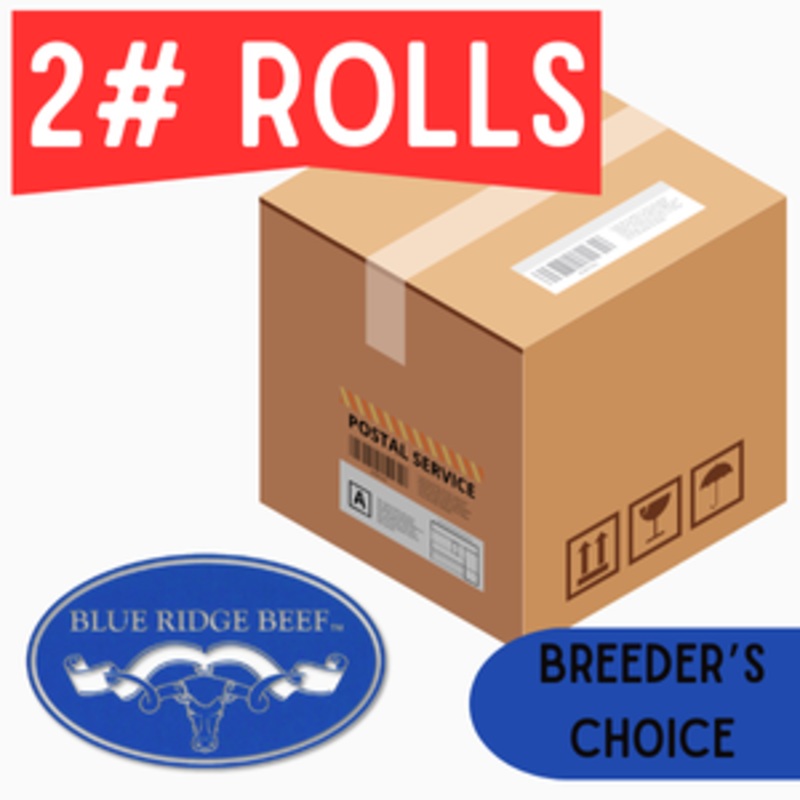 Blue Ridge Beef - Breeder's Grind (HPP)- 2 lb Rolls Full Shipping Box w/ Dry Ice (20 Rolls)