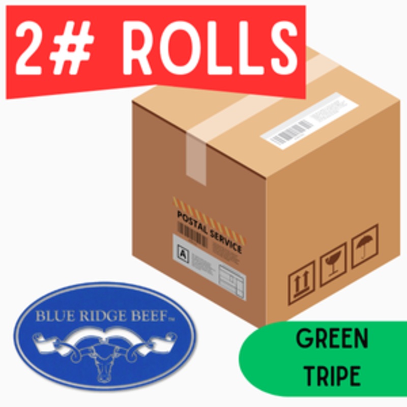 Blue Ridge Beef-Green Tripe - 2 lb Rolls Full Shipping Box w/ NO Dry Ice (22 Rolls)