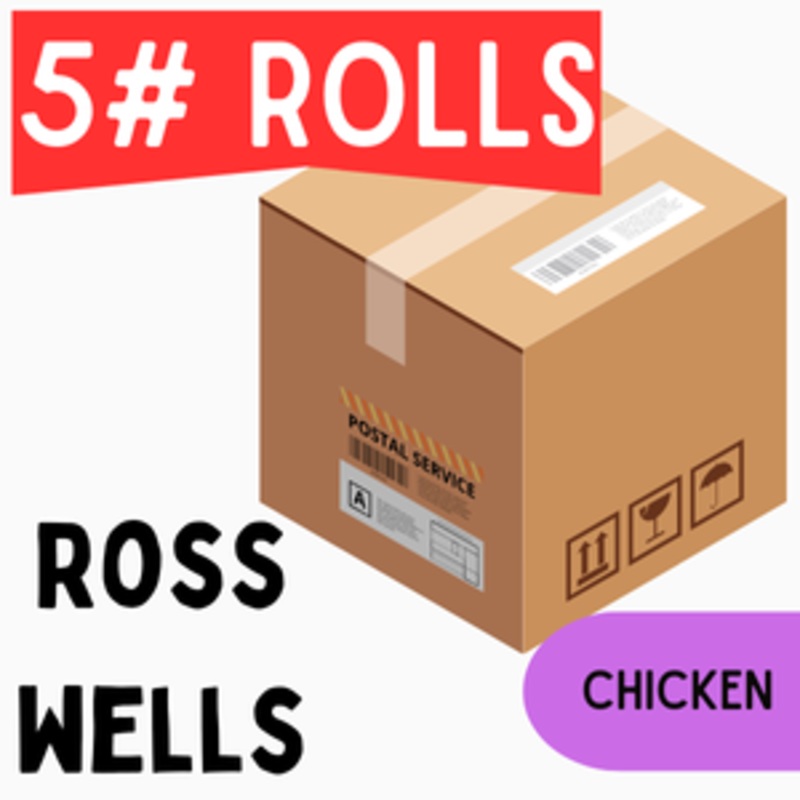 Ross-Wells Chicken Fine Grind - 5lb Rolls Full Shipping Box w/ Dry Ice (8 Rolls)