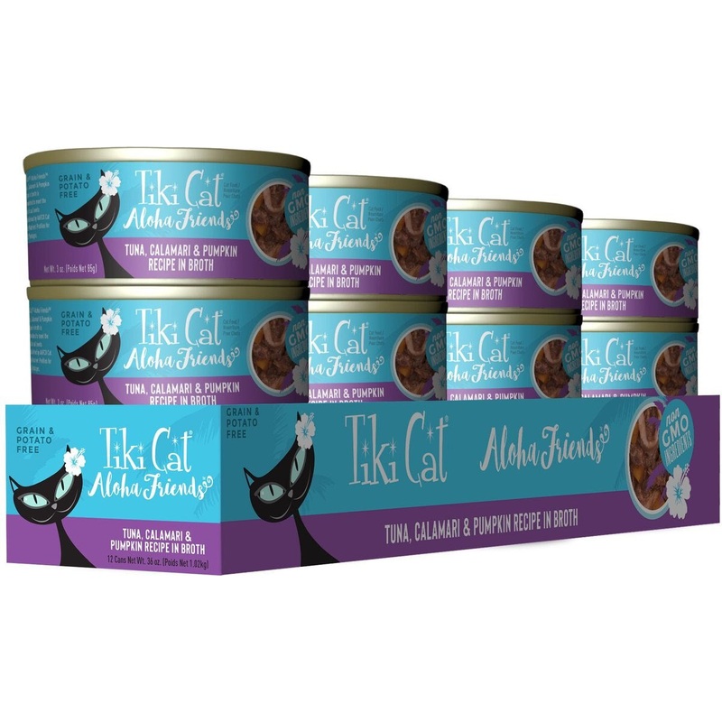Tiki Cat Aloha Friends Tuna, Calamari & Pumpkin Recipe - 3oz. / 12 Can Case