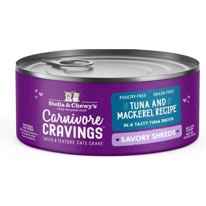 Stella & Chewy's Carnivore Cravings Savory Shreds Tuna & Mackerel Recipe - 2.8oz Can