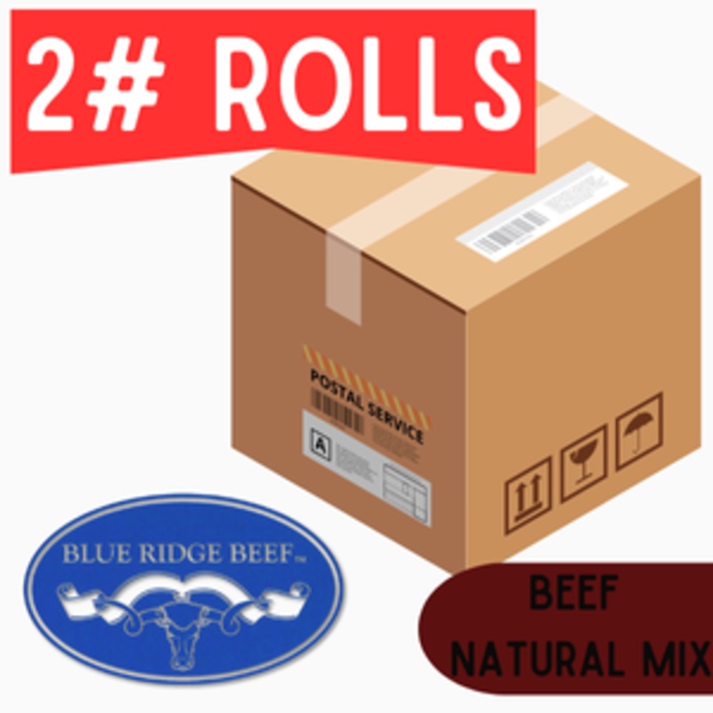 Blue Ridge Beef-Beef Natural Mix - 2 lbs Rolls Full Shipping Box w/ NO Dry Ice  (22 Rolls)