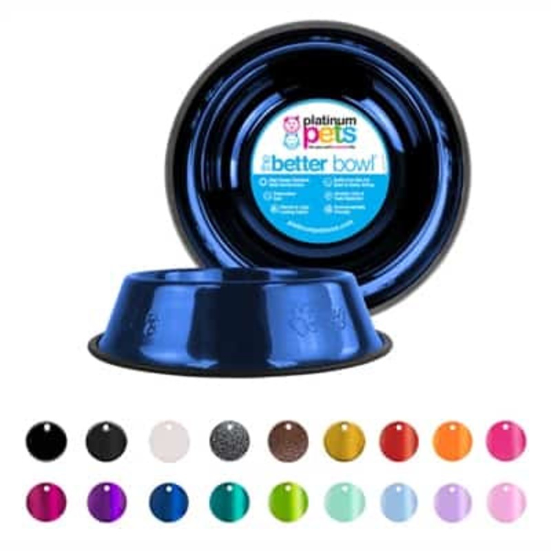 Platinum Pets Non-Skid Stainless Steel Embossed Dog or Cat Bowl