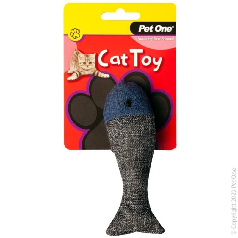 Pet One Cat Toy Fish Grey Blue zzz