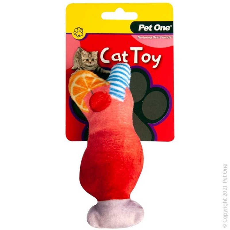 Pet One Cat Toy Plush Meowjito Red