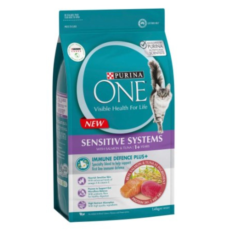 Purina ONE Dry Cat Food Sensitive Salmon and Tuna 1.4kg