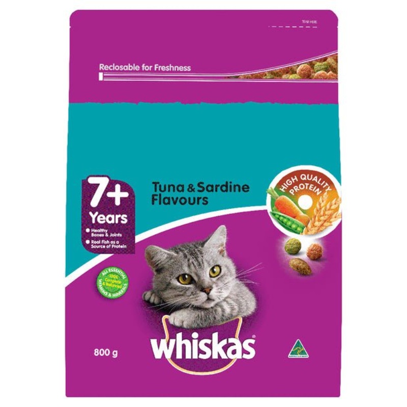 Whiskas Dry Cat Food 7+ Tuna and Sardine 800g`