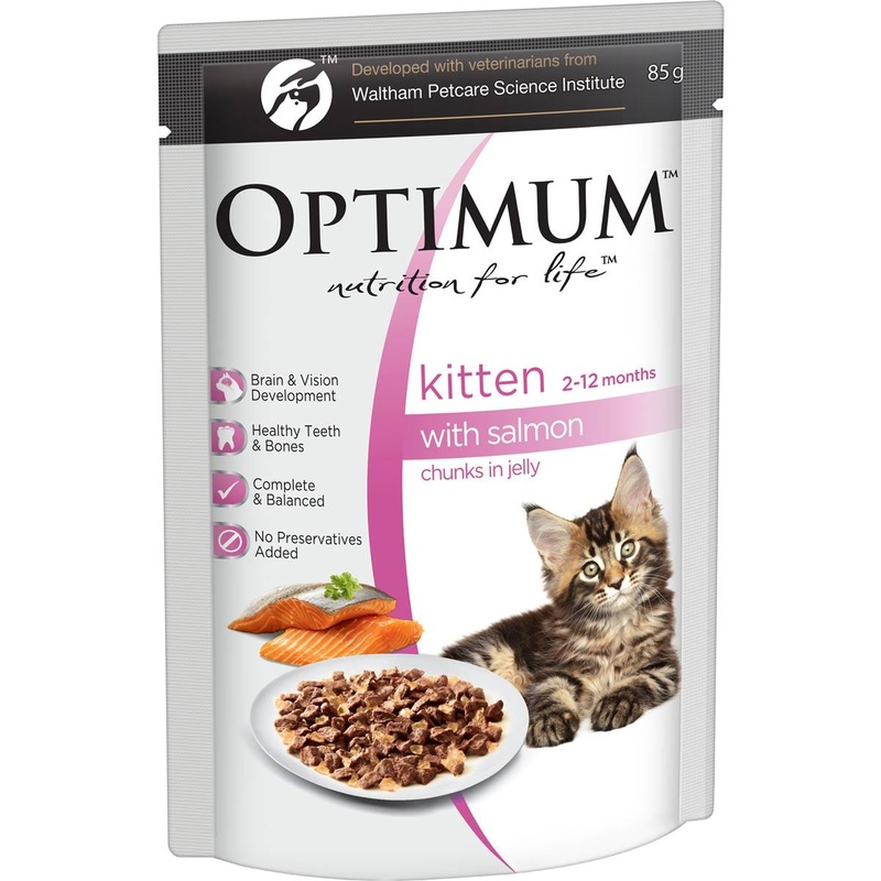 Optimum Wet Kitten Food Healthy Development Chucks in Jelly Salmon 85g